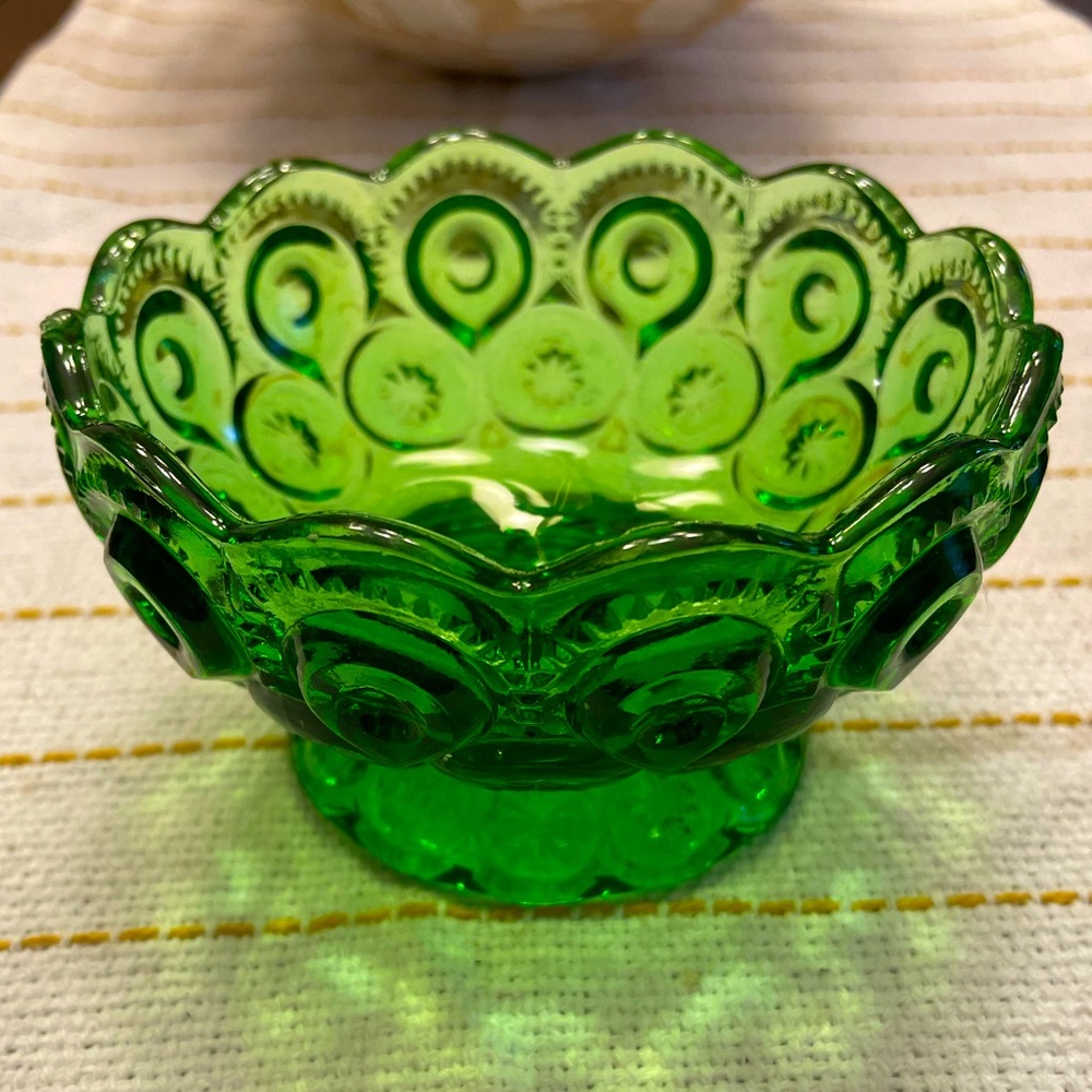 LE Smith Moon & Stars Green Glass Bowl